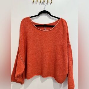 Free People Orange Crew Neck Sweater